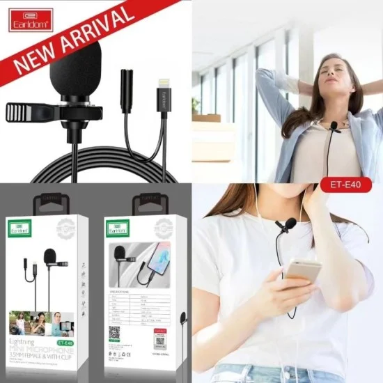 Earldom&reg; E40 Mini Microphone (Lightning) 3.5Mm Female With Clip